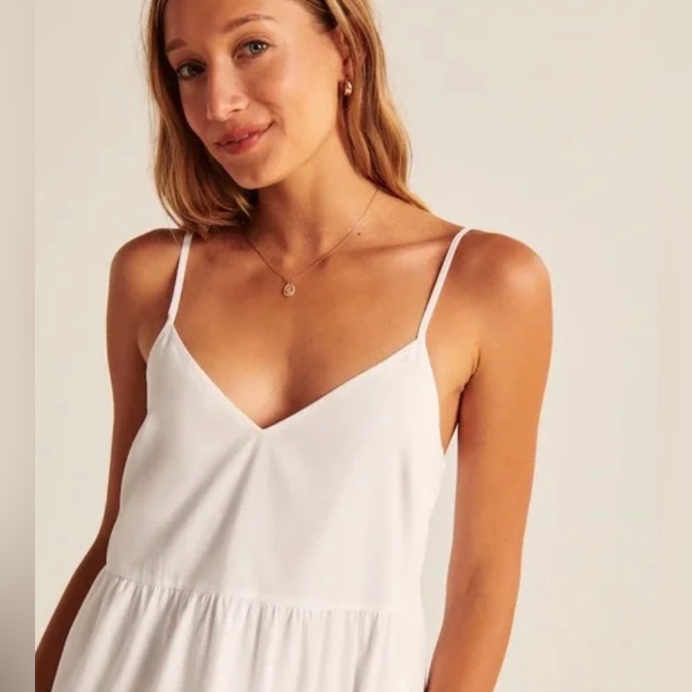 Abercrombie & Fitch White Tiered Midi Dress - Picture 3 of 7